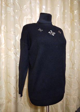 Брендовый итальянский шерстяной вискозный свитер джемпер пуловер большого размера шерсть5 фото