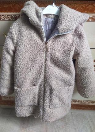Стильное пальто на девочку 5 лет демисезон тедди на подкладе2 фото