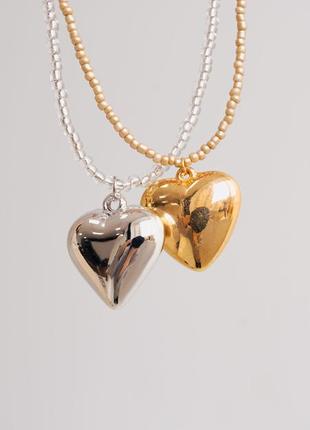 Комплект подвески сердце серебро и золото d.hats