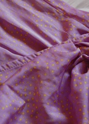 Нове!лілове сатінове плаття в дрібний горох з імітацією запаха/сукня в білизняному стилі5 фото