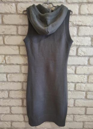 Тепла в'язана сукня (плаття) сіре з капюшоном3 фото