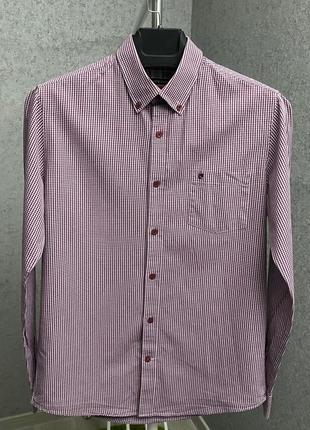 Бордовая клетчатая рубашка от бренда pierre cardin2 фото