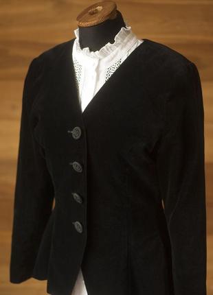 Черный велюровый женский винтажный жакет, размер s3 фото