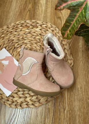 Чобітки черевики демісезонні рожеві для дівчинки 22 розмір на блискавці на замочку