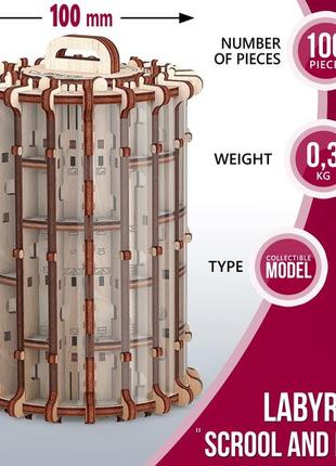 Лабіринт "scroll & hole" механічна дерев'яна 3d-модель