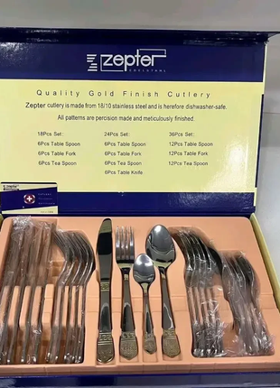 Набор посуды на 6 персон 24 штуки из нержавеющей стали zepter zp1001