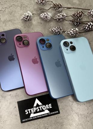 Чохол скляний для iphone 14 glass case magsafe матовий закрита камера з лінзами1 фото