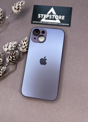 Чохол скляний для iphone 14 glass case magsafe матовий закрита камера з лінзами4 фото