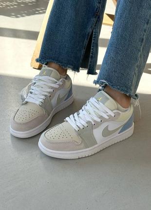 Nike air jordan 1 low paris брендові жіночі білі, сірі кросівки найк джордан трендова модель жіночі кросівки