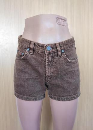 Короткие винтажные коричневые джинсовые шорты2 фото