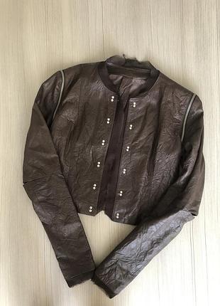 Піджак вкорочений італія шкіра🔥🔥коричневий стильний