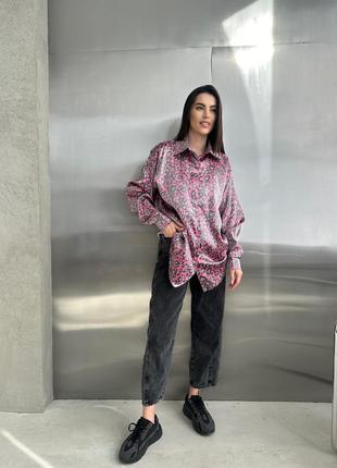 Сорочка оверсайз лео, трендова принтована сорочка4 фото