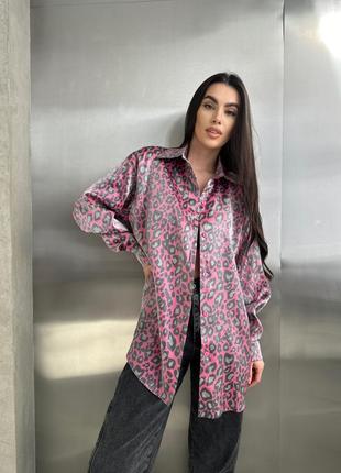 Сорочка оверсайз лео, трендова принтована сорочка7 фото
