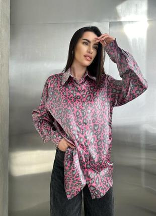 Сорочка оверсайз лео, трендова принтована сорочка3 фото