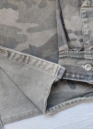 Джинсовая куртка пиджак zara камуфляж хаки милитари s р джинсовка10 фото