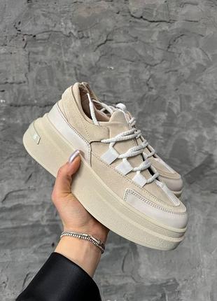 Стильні бежеві кроси з натуральної шкіри та замші