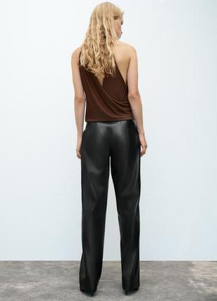Брюки палаццо/ трубы из экокожи zara2 фото
