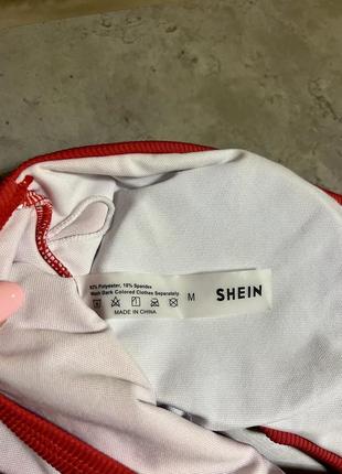 Красный купальник на одно плече сдельный с вырезом в рубчик shein  размер м8 фото