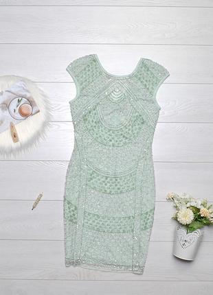 Красиве ніжне святкове плаття з бісером та пайетками lace&beads.