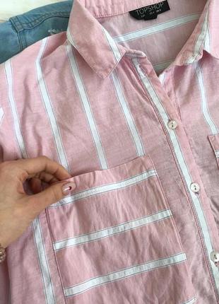 Очень стильная полосатая хлопковая рубашка topshop7 фото