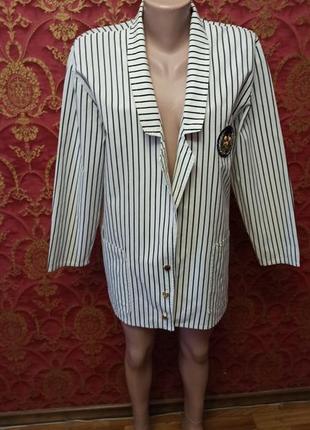 Винтажный пиджак жакет блейзер в полоску из хлопка clock houseбритания andia с красивыми золотистыми пуговицами