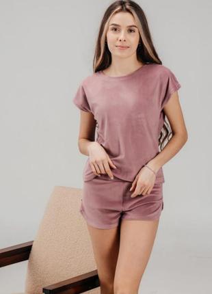 Велюровая пижама футболка шорты піжама бархатна піжама плюшевая пижама