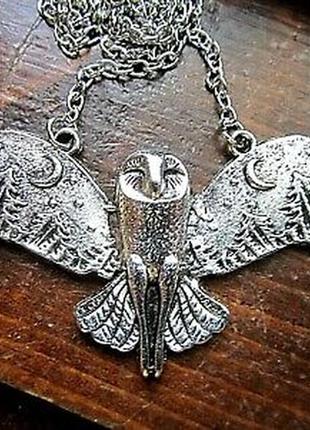 Кулон, подвеска сова, букля, дух леса