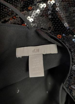 Чёрный топ а-силуэта с двойными бретельками из сетки с пайетками h&m(размер 34-36)3 фото