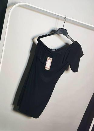 Новое чёрное платье на одно плечо boohoo5 фото