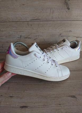 Белые кроссовки адидас adidas stan smith 38 2/3 р 24,5 см кожа зеркальные задники4 фото