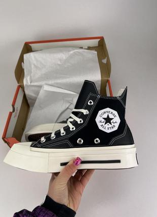 Кеди converse chuck 70 de luxe squared hi a06435c, оригінальні кеди чорні кеди конверс на платформі1 фото