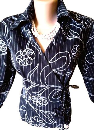 M-xl женский жакет на завязках salko хлопок 66%, плотная блуза, принт цветы4 фото