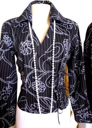 M-xl женский жакет на завязках salko хлопок 66%, плотная блуза, принт цветы7 фото