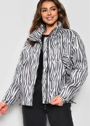 Стильна куртка з принтом зебра1 фото