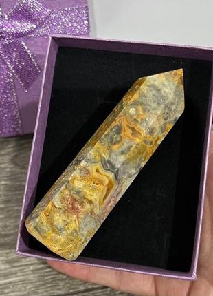 Крупный натуральный камень кристалл императорская яшма разноцветная - сувенир многогранник "карандаш"2 фото
