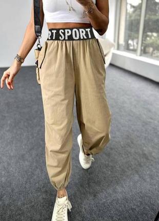 Женские весенние штаны джоггеры sport из ткани джинс-бенгалин размеры 42-483 фото