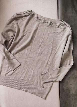 Нарядна кофта, светр зі стразами, з опущеним рукавом м л 46 48 розмір2 фото