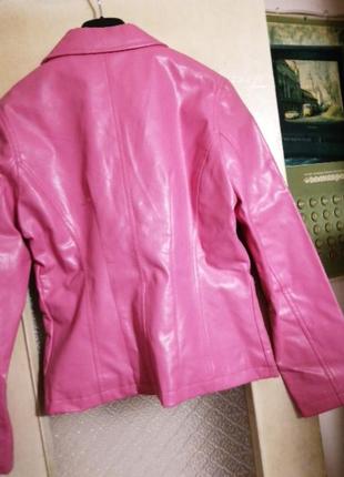 Новий рожевий піджак з еко шкіри2 фото