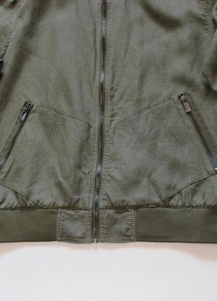 Класна льняна куртка бомбер кольору хакі від zara man6 фото