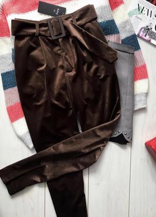 Шоколадні брюки з пряжкою1 фото
