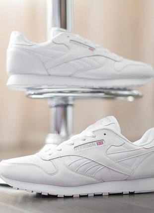 Розпродаж! reebok classic кросівки кеди чоловічі білі рібок класік відмінна якість весняні осінні демісезонні демісезон низькі шкіра шкіряні1 фото