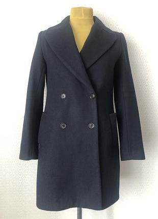 Стильное темно-синее двубортное пальто от zara, размер м (реально s-l)