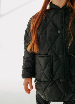 Куртка стьобана стьогана для дівчинки5 фото