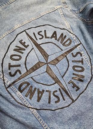 Stone island custom fit джинсова куртка чоловіча на весну6 фото