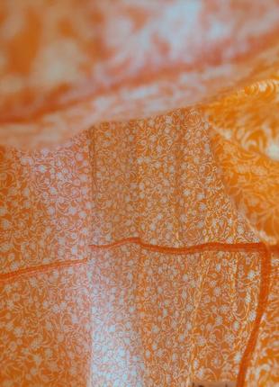 Оранжевое платье в мелкий белый цветочный принт 🔹свободный крой m&s (размер 36-38)10 фото