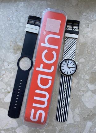 Білий чорний годинник swatch pop + ремінець casio lacoste skagen fossil breda