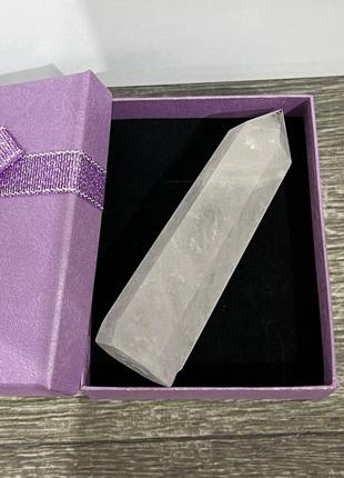 Великий натуральний камінь кристал гірський кришталь білий - сувенір багатогранник "олівець"4 фото