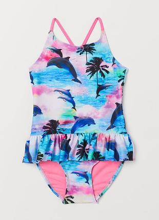Купальник c оборками h&m 2-4 роки 98 104 см для дівчинки з дельфінами