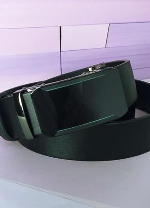 Ремень кожаный мужской, премиум качество, автоматическая пряжка, цвет черный, ширина 3,5 см.+подарок2 фото