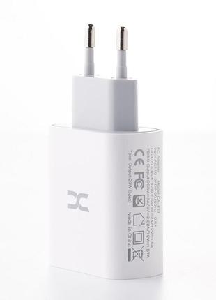 Зарядное устройство (комплект с кабелем type-c - type-c) usb+usb-c (dc ca-f17) белый3 фото